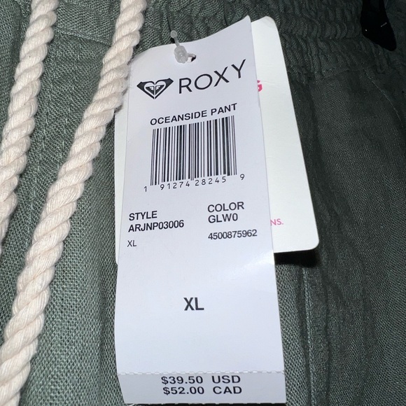 New Roxy Oceanside Pants Drawstring Pull On Olive Green Women's Size XL NWT - Picture 5 of 10